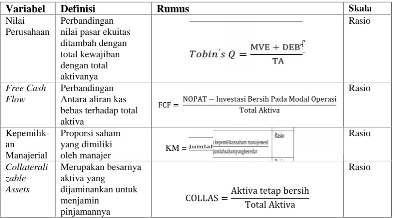 TABEL 3.1 PENGUKURAN VARIABEL