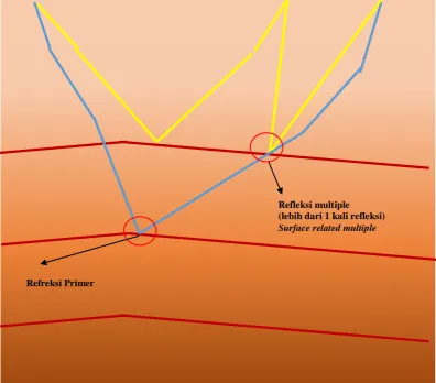 Gambar 7. Ilustrasi primary path dan multiple path  (Verschuur, 2006). 
