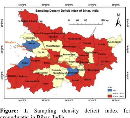 Figure: 1. Sampling density deficit index for groundwater in Bihar, India 