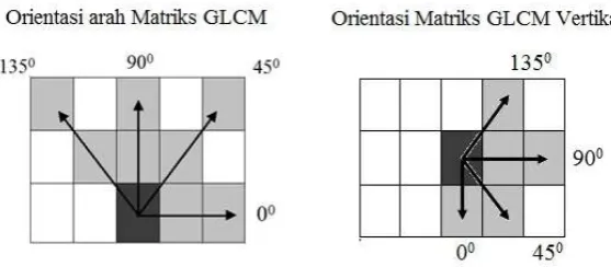 Gambar 10. Orientasi arah pada Matriks GLCM vertikal 