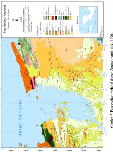 Gambar 2. Peta geologi regional daerah Sorong (Amri, dkk., 1990). 