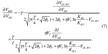 Fig. 1[9]. The voltage reference consists of current The principle of the voltage reference is shown in sources and three NMOS transistors operating in the subthreshold region