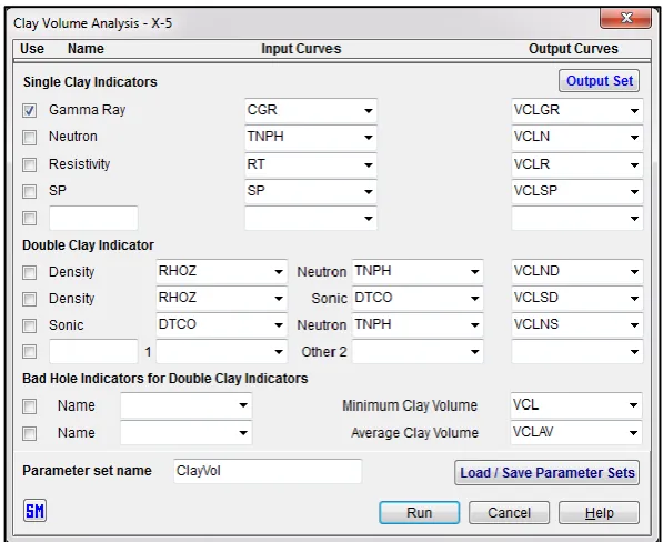 Gambar 9. Clay Volume Analysis Window 