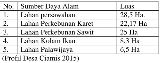 Tabel 5. Data Potensi Desa Ciamis Tahun 2015 