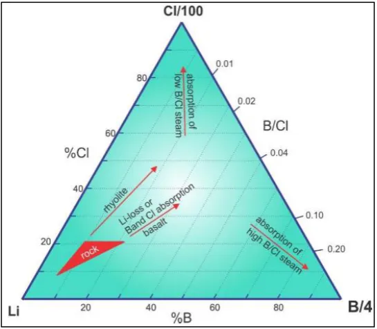 Gambar 9. diagram segitiga Cl-Li-B (Simmons, 1998) 