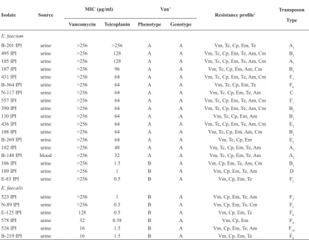 Table 2. The phenotypic and genetic characteristics of vancomycin resistant isolates of enterococci isolated from patients in Tehran.