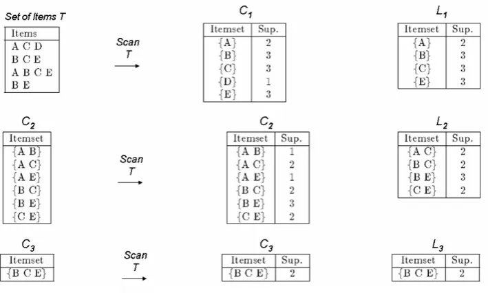 Figure 3.8: Apriori Candidate and Large Itemsets Generation [45]
