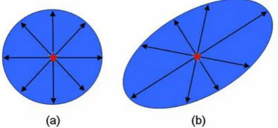Gambar 12. Material homogen isotropis (a) dan material anisotropis (b) (Abdullah, 2008)  