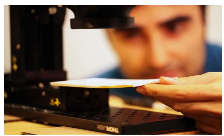 Figure 4: Barmak Hesmat, one of the developers with the prototype. 