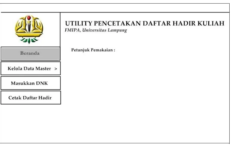 Gambar 3.14. Desain Antar Muka Menu Beranda 