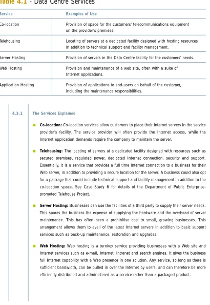 Table 4.1 - Data Centre Services