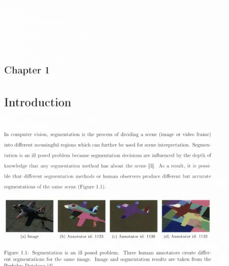 Figure 1.1: Segmentation is an ill posed problem. Three hum an annotators create differ­