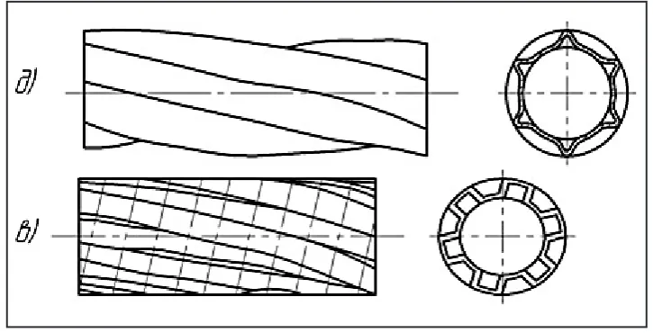 Fig. 1. Scheme of the experimental installation with the roller working bodies: 1 – rollers; 2 – tachometer; 3 – dough; 4 – potentiometer; 5 – thermocouples.