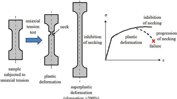 Fig. 1. Differences between plastic and superplastic elongations