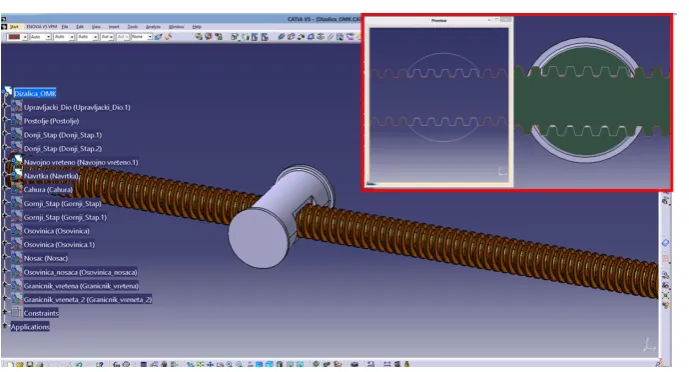 Figure 2. Model of connection of thread nut and thread spindle