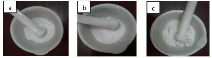 Gambar 4.6  Hasil sintering Na2CO3 (a) Sintering suhu 800 oC (b) Sintering suhu 825 oC (c) Sintering pada suhu 850 oC