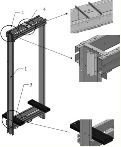Fig. 2. Crosswise dimensions of the frame carrying beam a) and the semi-platform b).