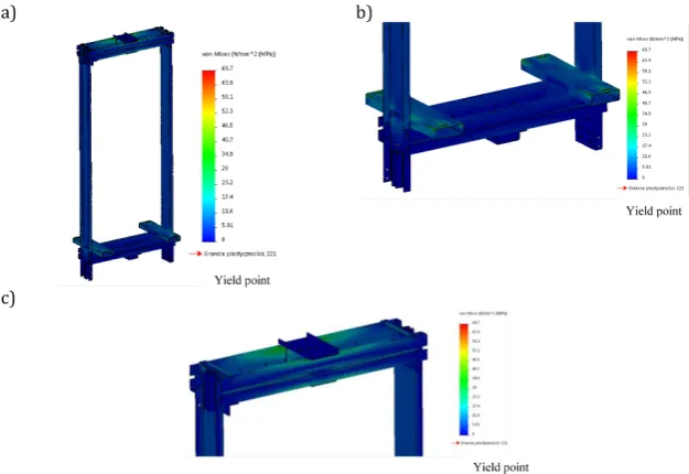 Fig. 6. Transversal dimensions of the frame carrying beam a) and semi-platform b).