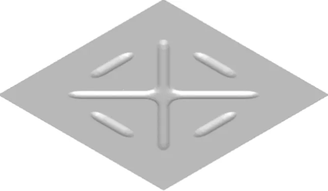 Figure 1. View of part of shielding component with cross-shaped stiffeners  