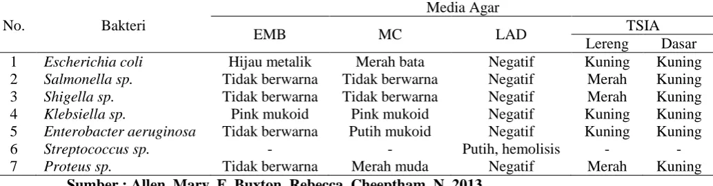 Tabel 3.4 Interpretasi Positif Kontaminasi pada Media Agar 
