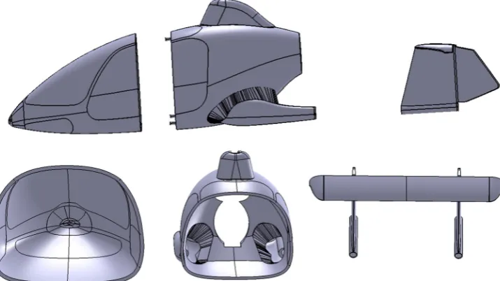Fig. 3. Sections of the model of the autogyro