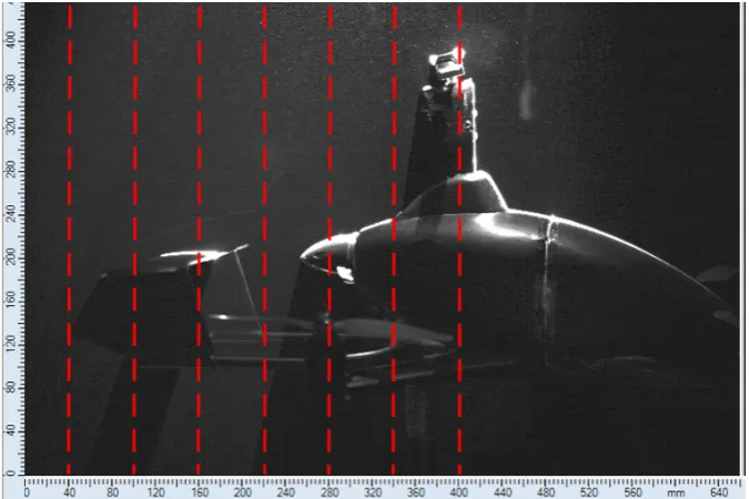 Fig. 8. Research object in the wind tunnel measurement area (left) and the orientation of the defined planes dur-ing our PIV-based visualization – a schematic (right)