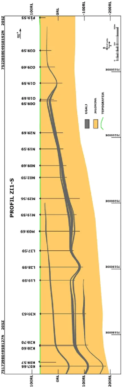 Figure 3. Cross-section trough Drmno deposit