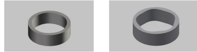 Fig. 1. CAD models of the developed material standards: a) with less significant form deformations, b) with more significant form deformations