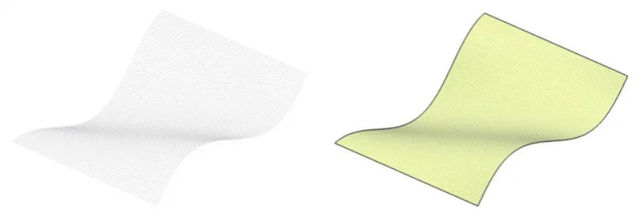 Fig. 3. Final surface defined by the sine and cosine functions (left) and part produced by a milling machine (right)