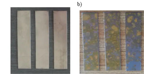 Fig. 1. S235JR steel specimens: a) non-corroded specimen, b) corroded specimen