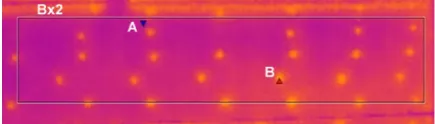 Fig. 3. Distribution of temperature on the wall in the area BX2