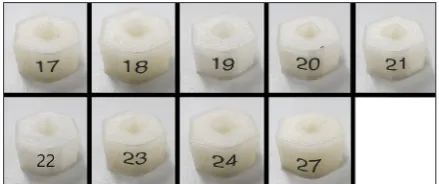 Fig. 4. The PLA test samples printed with nozzle bore diameter 0.5 mm