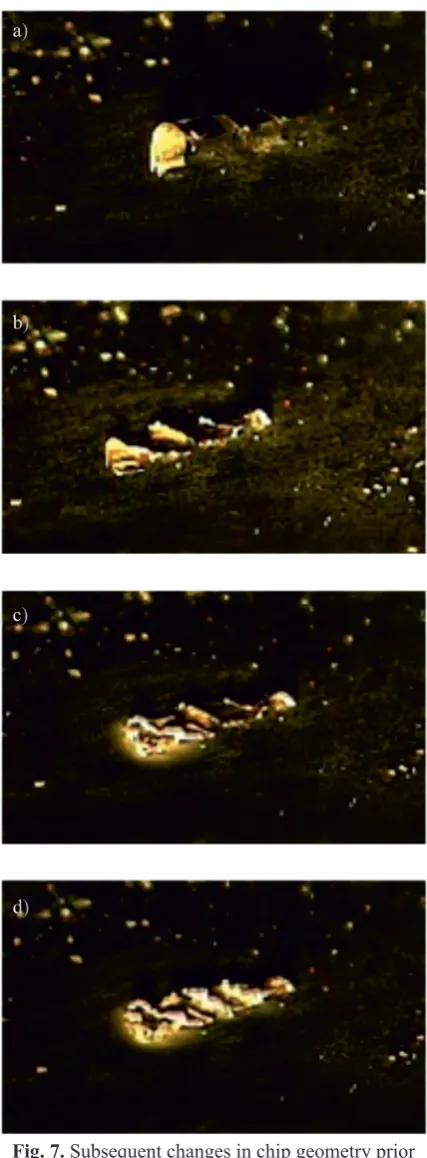 Fig. 7. Subsequent changes in chip geometry prior 