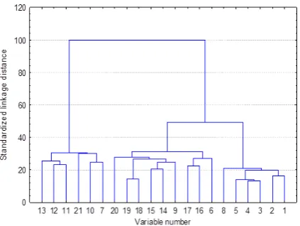 Fig. 1. Results of the cluster analysis for variables presented in the icicle chart