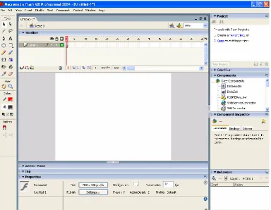 Gambar. 4. Tampilan kerja Macromedia Plash MX. 