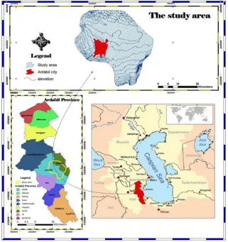 Fig. 1. the condition of study region in Ardabil province and Iran
