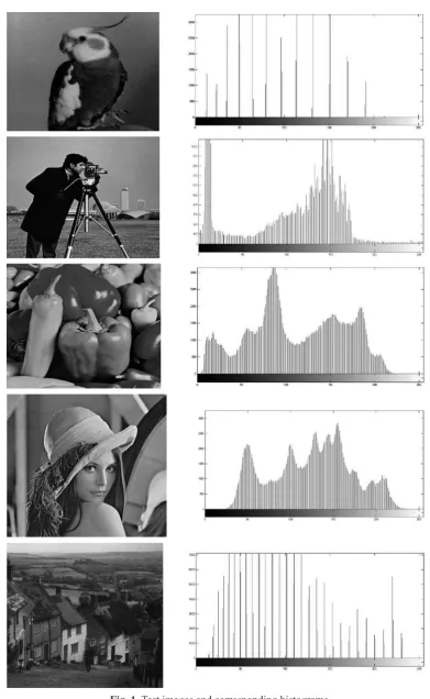 Fig. 1. Test images and corresponding histograms