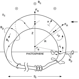 Figure 1.13:A schematic of the 3D ﬂux rope model, reproduced from Chenapex heightshown, where subscripts ‘t’ and ‘p’ refer to the toroidal and poloidal directionsrespectively