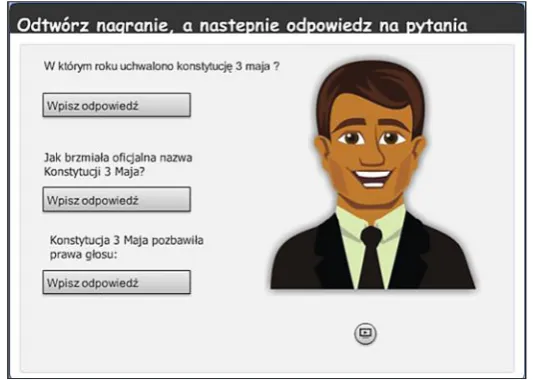 Fig. 3. Example of „Do something and click” type interactive material [4]