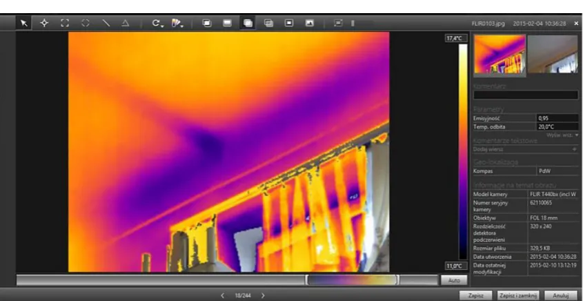 Fig. 2. Thermal-vision image for the analyzed interior area