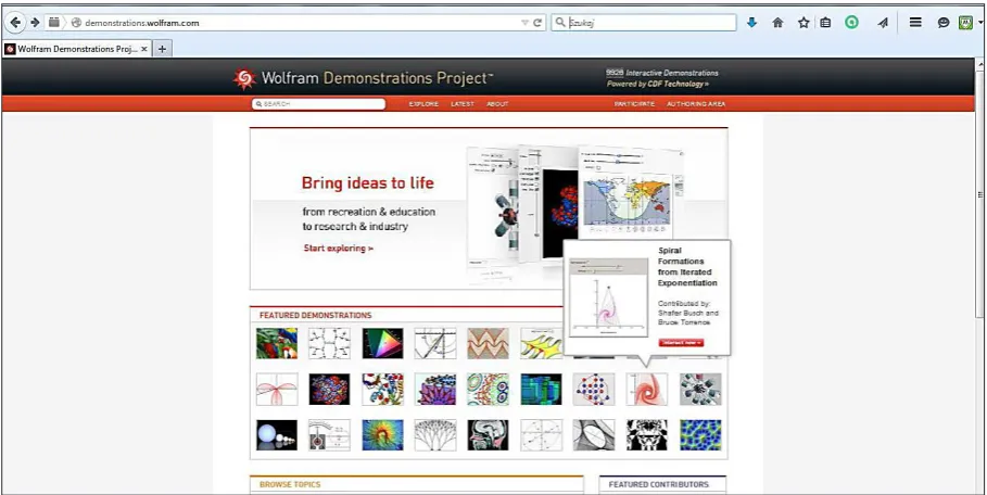 Fig. 1. Wolfram Demonstrations Project homepage (top part)