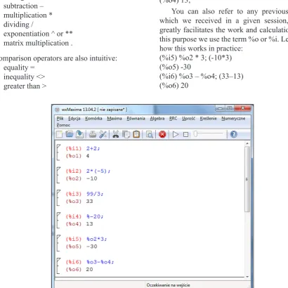 Fig. 1. First arithmetic operations
