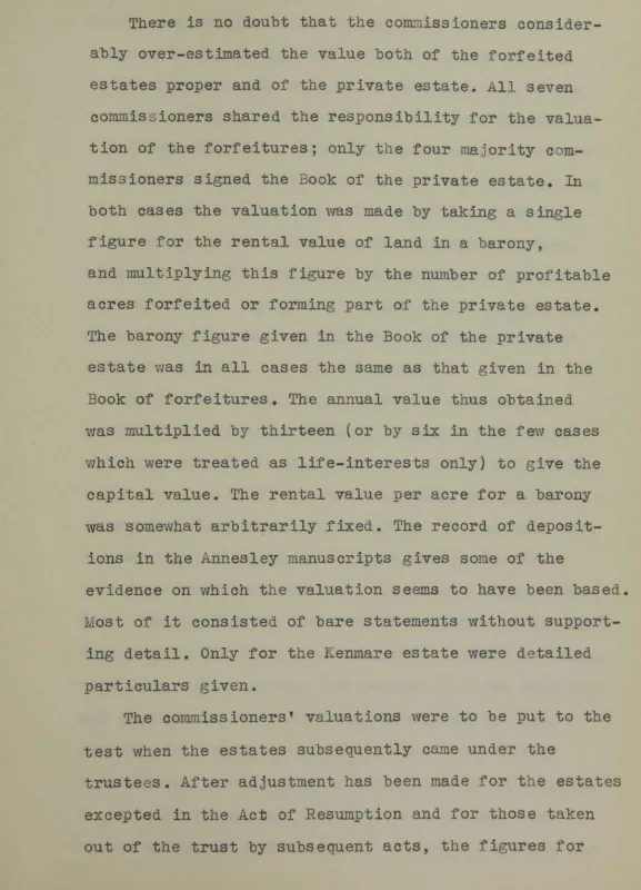 figure for the rental value of land in a barony,
