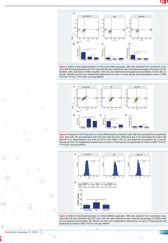 Figure 4: Inﬂ uence of CVF-treatment on in vitro differentiation of dendritic cells. BM cells obtained from nonarthritic 
