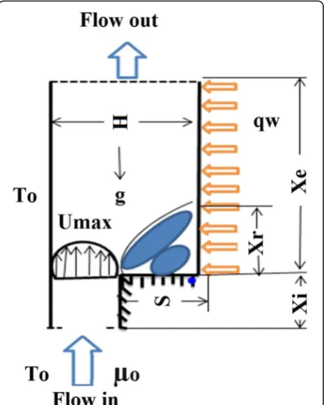 Fig. 1 Schematic diagram for 2D BFS in a vertical channel