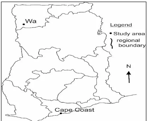 Figure 1. Map of Ghana showing the study areas 