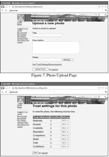Figure 8. Setting Trust Ratings for an Uploaded Photo