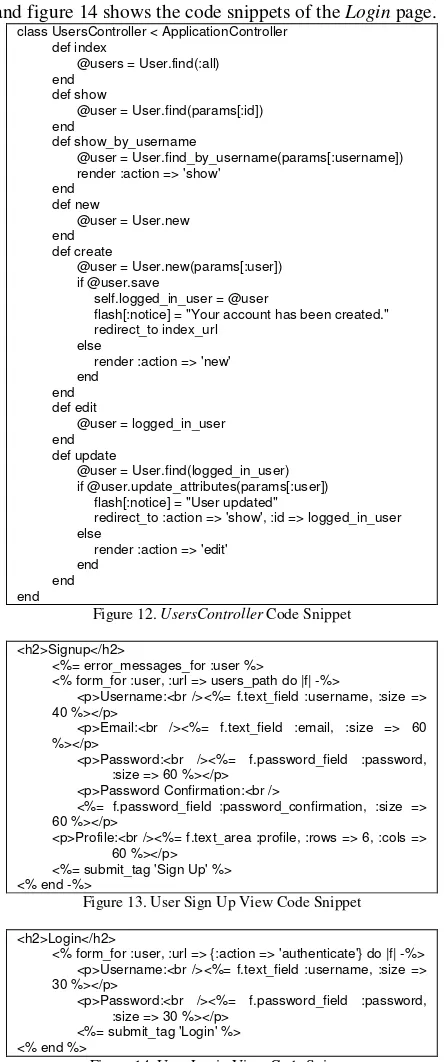 Figure 12. UsersController Code Snippet 
