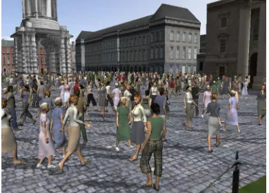 Figure 2: Crowd simulation requires variety in colour, form andmotion [Dobbyn et al. 2006].