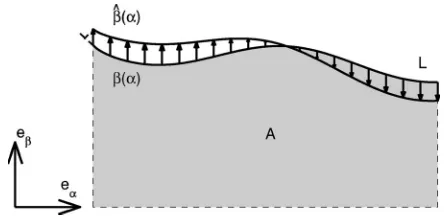 FIG. 4. The weak form can be viewed as the virtual work associated with aninﬁnitely small displacement of an interface of length L associated with aliquid domain of area A.